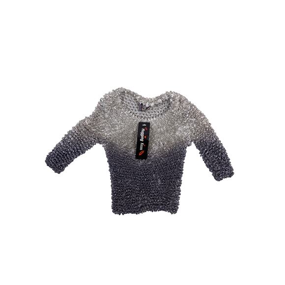 Deadstock NWT Vintage Bubble Popcorn Shirt OS – Ombre Gray Crinkle Stretchy Top - Picture 1 of 4